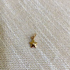 Helen Ficalora 14k Solid Gold Tiny Star with Diamond Charm